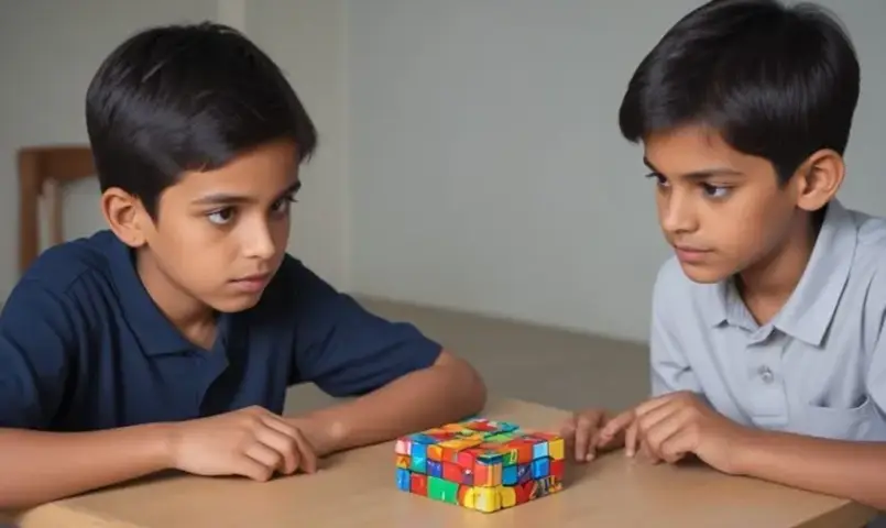Two children solove rubik cube Become You Smarter